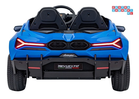 [A500] Lamborghini Revuelto XL dwuosobowe na akumulator 4x200W 24V/7Ah EVA Bluetooth ekoskóra pilot - niebieski