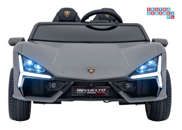 [A500] Lamborghini Revuelto XL dwuosobowe na akumulator 4x200W 24V/7Ah EVA Bluetooth ekoskóra pilot - szary