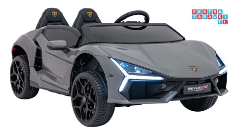 [A500] Lamborghini Revuelto XL dwuosobowe na akumulator 4x200W 24V/7Ah EVA Bluetooth ekoskóra pilot - szary