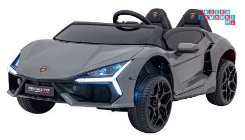 [A500] Lamborghini Revuelto XL dwuosobowe na akumulator 4x200W 24V/7Ah EVA Bluetooth ekoskóra pilot - szary