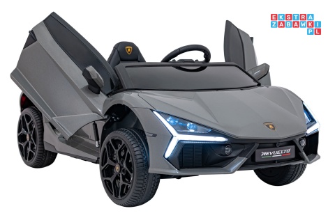 [A500] Lamborghini Revuelto XL dwuosobowe na akumulator 4x200W 24V/7Ah EVA Bluetooth ekoskóra pilot - szary