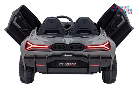 [A500] Lamborghini Revuelto XL dwuosobowe na akumulator 4x200W 24V/7Ah EVA Bluetooth ekoskóra pilot - szary