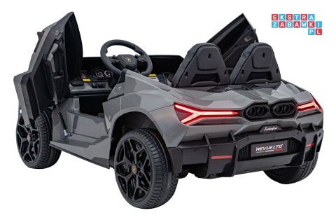 [A500] Lamborghini Revuelto XL dwuosobowe na akumulator 4x200W 24V/7Ah EVA Bluetooth ekoskóra pilot - szary