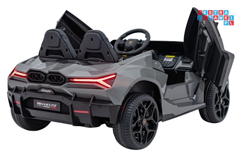 [A500] Lamborghini Revuelto XL dwuosobowe na akumulator 4x200W 24V/7Ah EVA Bluetooth ekoskóra pilot - szary