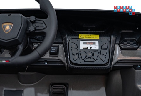 [A500] Lamborghini Revuelto XL dwuosobowe na akumulator 4x200W 24V/7Ah EVA Bluetooth ekoskóra pilot - szary