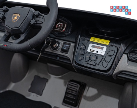 [A500] Lamborghini Revuelto XL dwuosobowe na akumulator 4x200W 24V/7Ah EVA Bluetooth ekoskóra pilot - szary