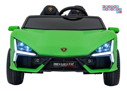 [A500] Lamborghini Revuelto XL dwuosobowe na akumulator 4x200W 24V/7Ah EVA Bluetooth ekoskóra pilot - zielony