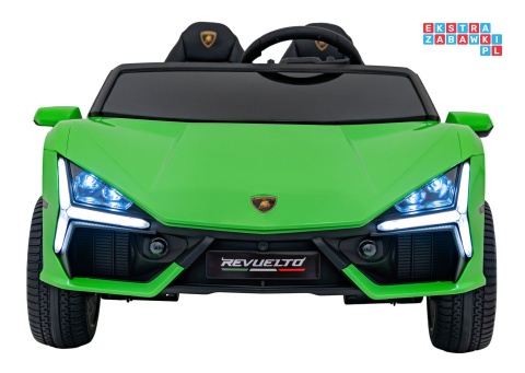 [A500] Lamborghini Revuelto XL dwuosobowe na akumulator 4x200W 24V/7Ah EVA Bluetooth ekoskóra pilot - zielony