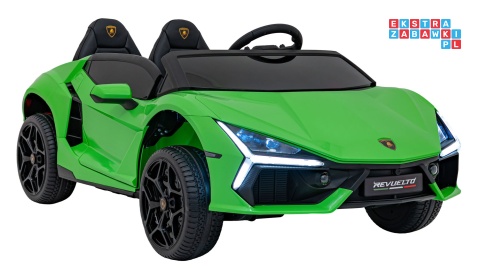 [A500] Lamborghini Revuelto XL dwuosobowe na akumulator 4x200W 24V/7Ah EVA Bluetooth ekoskóra pilot - zielony