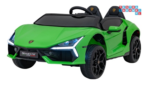 [A500] Lamborghini Revuelto XL dwuosobowe na akumulator 4x200W 24V/7Ah EVA Bluetooth ekoskóra pilot - zielony