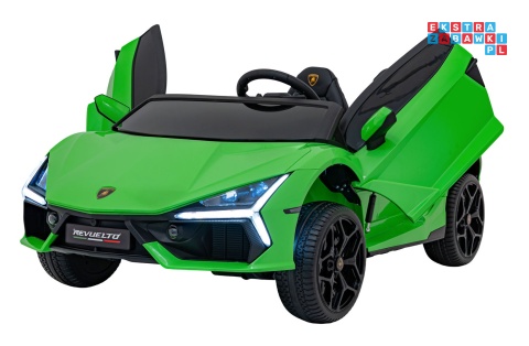 [A500] Lamborghini Revuelto XL dwuosobowe na akumulator 4x200W 24V/7Ah EVA Bluetooth ekoskóra pilot - zielony