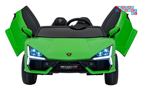 [A500] Lamborghini Revuelto XL dwuosobowe na akumulator 4x200W 24V/7Ah EVA Bluetooth ekoskóra pilot - zielony