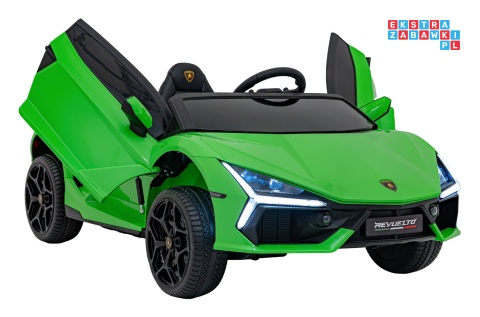 [A500] Lamborghini Revuelto XL dwuosobowe na akumulator 4x200W 24V/7Ah EVA Bluetooth ekoskóra pilot - zielony