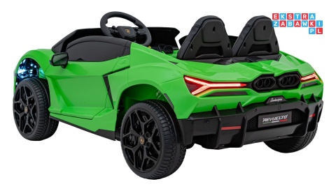 [A500] Lamborghini Revuelto XL dwuosobowe na akumulator 4x200W 24V/7Ah EVA Bluetooth ekoskóra pilot - zielony