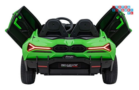 [A500] Lamborghini Revuelto XL dwuosobowe na akumulator 4x200W 24V/7Ah EVA Bluetooth ekoskóra pilot - zielony