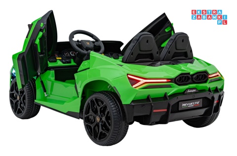 [A500] Lamborghini Revuelto XL dwuosobowe na akumulator 4x200W 24V/7Ah EVA Bluetooth ekoskóra pilot - zielony