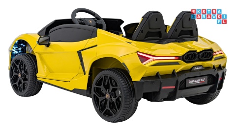 [A500] Lamborghini Revuelto XL dwuosobowe na akumulator 4x200W 24V/7Ah EVA Bluetooth ekoskóra pilot - żółty
