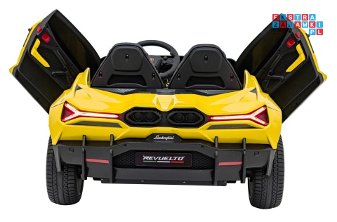 [A500] Lamborghini Revuelto XL dwuosobowe na akumulator 4x200W 24V/7Ah EVA Bluetooth ekoskóra pilot - żółty
