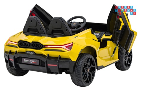 [A500] Lamborghini Revuelto XL dwuosobowe na akumulator 4x200W 24V/7Ah EVA Bluetooth ekoskóra pilot - żółty
