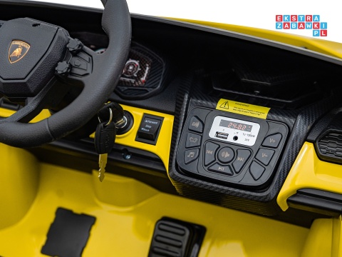 [A500] Lamborghini Revuelto XL dwuosobowe na akumulator 4x200W 24V/7Ah EVA Bluetooth ekoskóra pilot - żółty