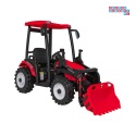 [JS3158B] Mega traktor D68 2x200W 24V/7Ah z łyżką i przyczepką ekoskóra, pilot, LED - czerwony