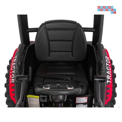 [JS3158B] Mega traktor D68 2x200W 24V/7Ah z łyżką i przyczepką ekoskóra, pilot, LED - czerwony