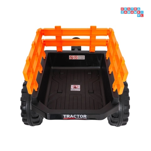 [JS3158B] Mega traktor D68 2x200W 24V/7Ah z łyżką i przyczepką ekoskóra, pilot, LED - czerwony