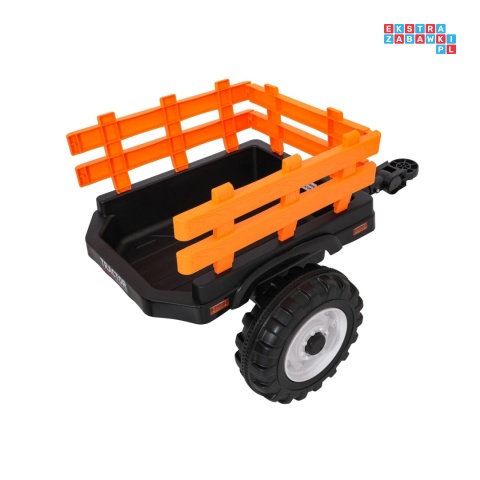 [JS3158B] Mega traktor D68 2x200W 24V/7Ah z łyżką i przyczepką ekoskóra, pilot, LED - czerwony