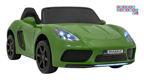 [A021A.EXL] Autko Perfecta lakierowany dwuosobowy na akumulator 180W 24V/7Ah bezszczotkowy silnik pompowane koła - zielony