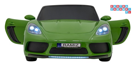 [A021A.EXL] Autko Perfecta lakierowany dwuosobowy na akumulator 180W 24V/7Ah bezszczotkowy silnik pompowane koła - zielony