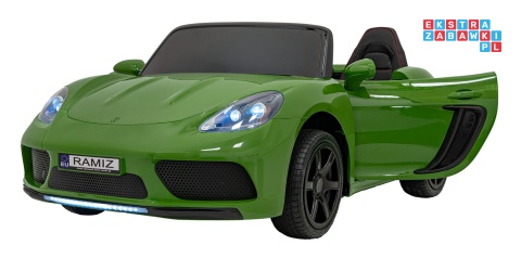 [A021A.EXL] Autko Perfecta lakierowany dwuosobowy na akumulator 180W 24V/7Ah bezszczotkowy silnik pompowane koła - zielony