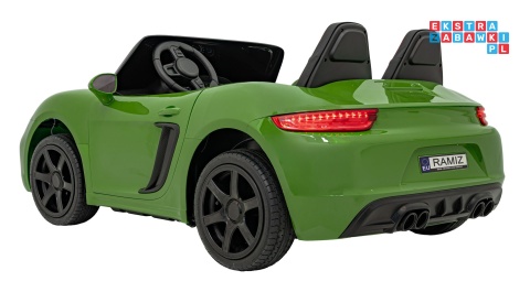 [A021A.EXL] Autko Perfecta lakierowany dwuosobowy na akumulator 180W 24V/7Ah bezszczotkowy silnik pompowane koła - zielony