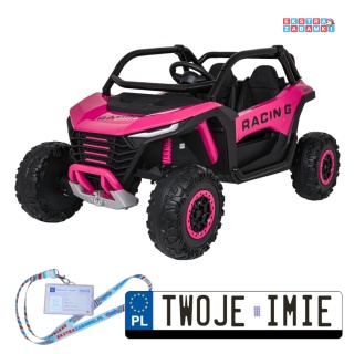 RACING Road buggy na akumulator dwuosobowy - różowy, 4x120W, pilot, MP3, wolny start [JL218]