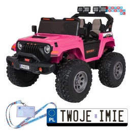 [SX2539] Terenowy Extreme Sport na akumulator 4x4 960W 24V/7Ah Bluetooth EVA ekoskóra LED - różowy