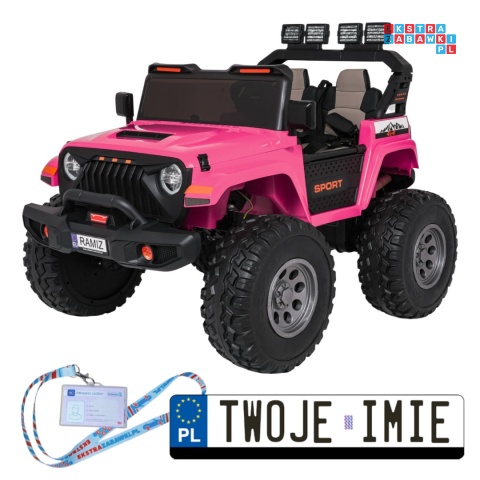 [SX2539] Terenowy Extreme Sport na akumulator 4x4 960W 24V/7Ah Bluetooth EVA ekoskóra LED - różowy