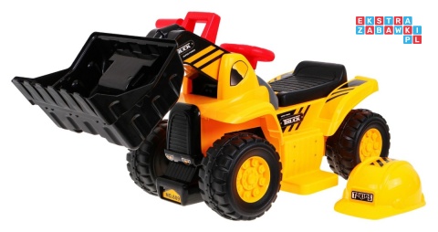 [609BM] Mały spychacz jeździk na akumulator 1x25W 6V/4Ah Kask Ruchoma łyżka Dźwięki - żółty