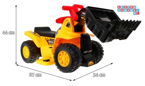 [609BM] Mały spychacz jeździk na akumulator 1x25W 6V/4Ah Kask Ruchoma łyżka Dźwięki - żółty