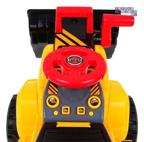 [609BM] Mały spychacz jeździk na akumulator 1x25W 6V/4Ah Kask Ruchoma łyżka Dźwięki - żółty