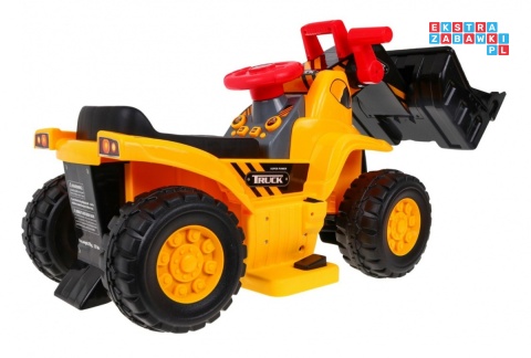 [609BM] Mały spychacz jeździk na akumulator 1x25W 6V/4Ah Kask Ruchoma łyżka Dźwięki - żółty