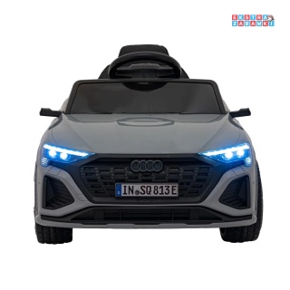 Szare Audi SQ8 na akumulator - 2x35W, 12V/9Ah, ekoskóra, EVA, bluetooth - [BRD-2168]