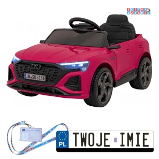 Różowe Audi SQ8 na akumulator - 2x35W, 12V/9Ah, ekoskóra, EVA, bluetooth - [BRD-2168]