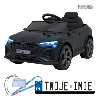 Czarne Audi SQ8 na akumulator - 2x35W, 12V/9Ah, ekoskóra, EVA, bluetooth - [BRD-2168]