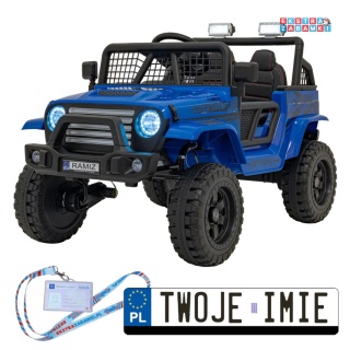 Niebieskie Auto off road sportowe na akumulator - 4x35W, 12V/10Ah, pilot, EVA, LED, radio FM - [XMX-637]