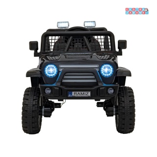 Czarne Auto off road sportowe na akumulator - 4x35W, 12V/10Ah, pilot, EVA, LED, radio FM - [XMX-637]