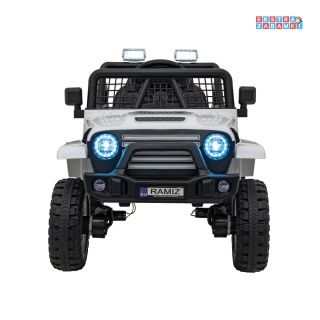 Białe Auto off road sportowe na akumulator - 4x35W, 12V/10Ah, pilot, EVA, LED, radio FM - [XMX-637]