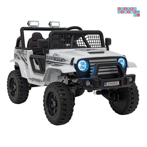 [XMX-637] Auto off road sportowe na akumulator 4x35W 12V/10Ah pilot EVA LED radio FM - biały