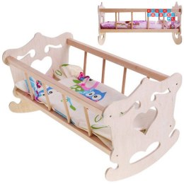 [ZA2021] Drewniana kołyska dla lalki 50cm pościel
