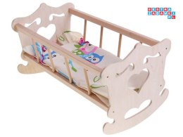 [ZA2021] Drewniana kołyska dla lalki 50cm pościel