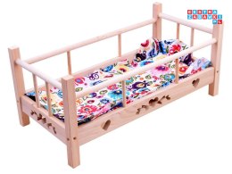 [ZA2781] Drewniane łóżeczko dla lalek 50cm pościel