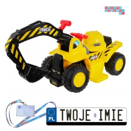 [608B] Mała koparka jeździk na akumulator 1x25W 6V/4Ah Kask Ruchoma łyżka Schowek - żółty